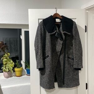 Vince sweater jacket with leather detailing